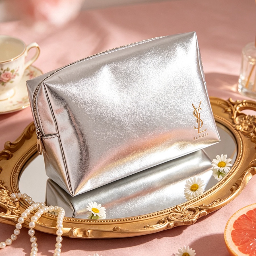 Ysl Beauty Makeup - Nécessaire de cosméticos prateada, bolsa de