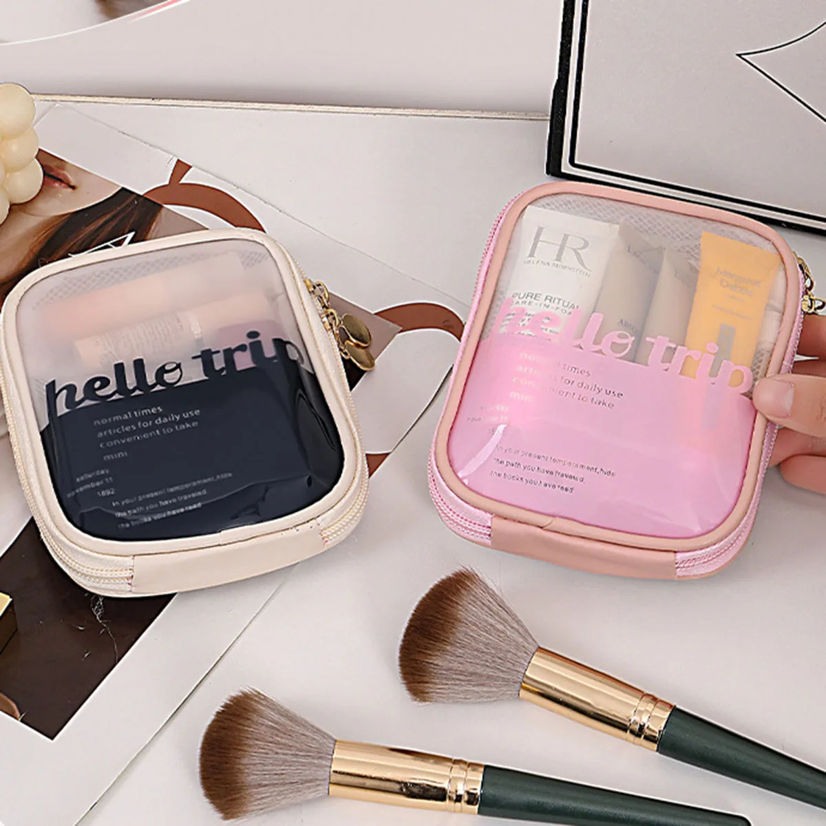 Beauty Kiss Makeup - Bolsa de Maquiagem Transparente Portátil, Organizador