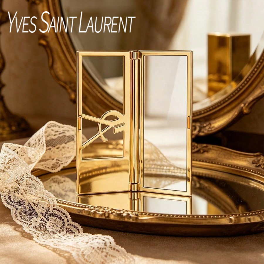 Ysl Beauty Makeup - Espelho de Maquiagem Portátil Dourado YSL