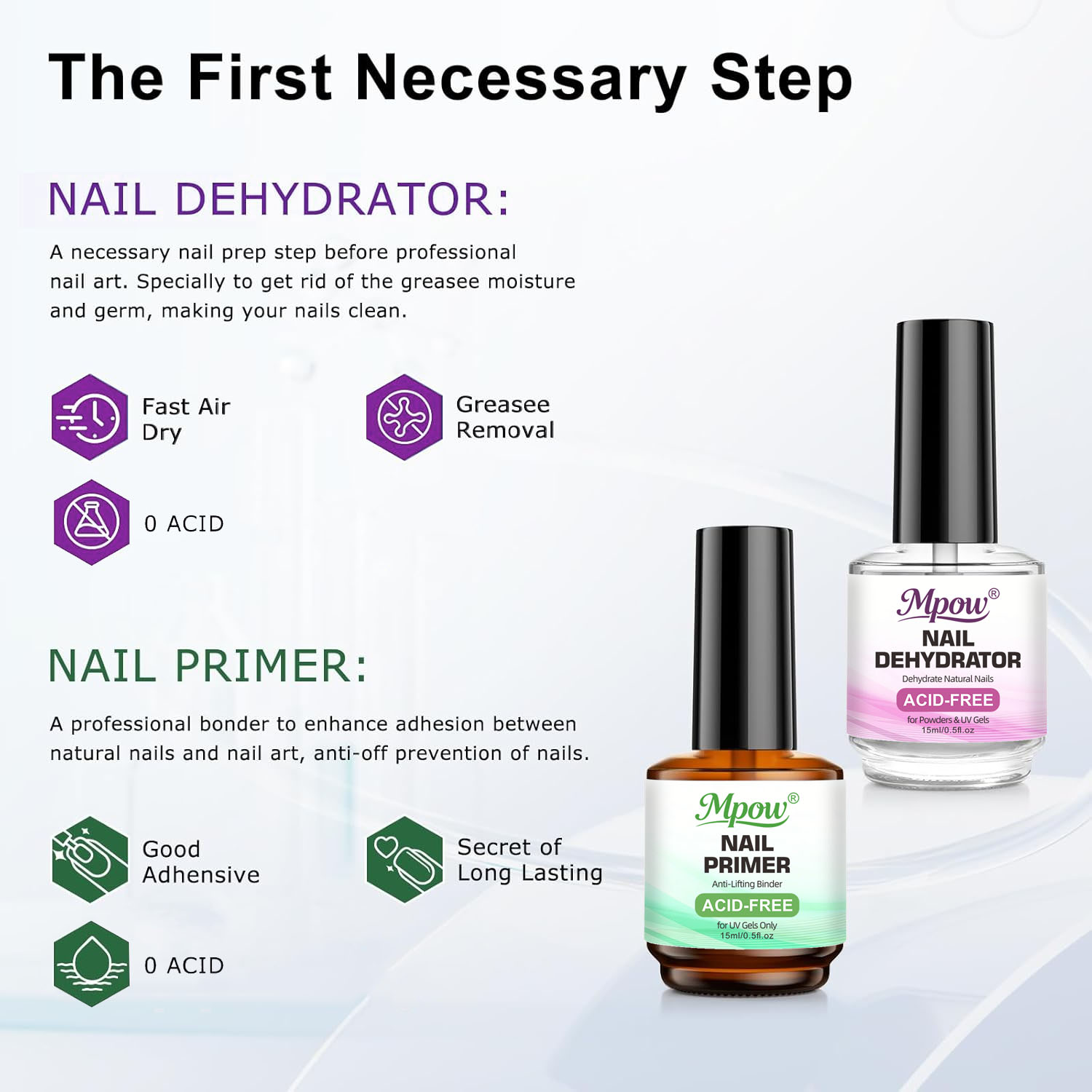 Mpow 1/2pcs 15ml Desidratador  - Nail Dehydrator Primer avaliação e preço
