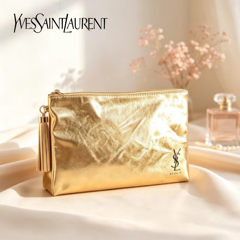 Bolsa Cosmética Dourada YSL, E - Ysl Beauty Makeup avaliação e preço
